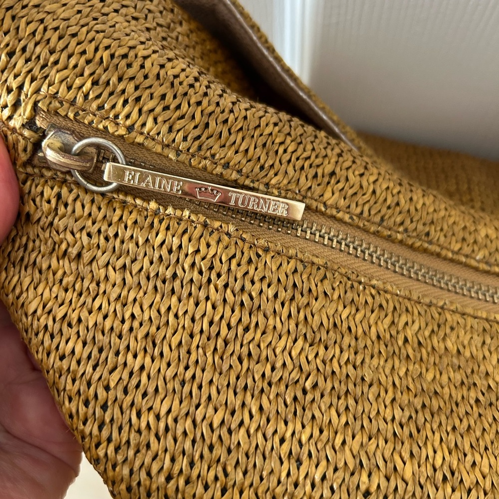 Elaine Turner Bamboo Collection Woven Bamboo and Leather large Hobo Bag - Picture 2 of 9